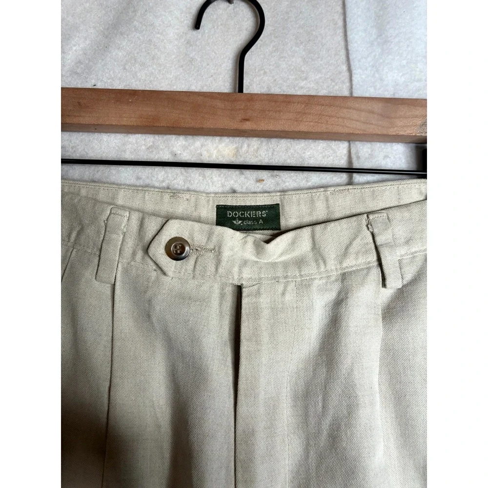 Dockers Dress Pants Mens 34X31 Beige Cotton Cuffed Hem Casual Straight Leg